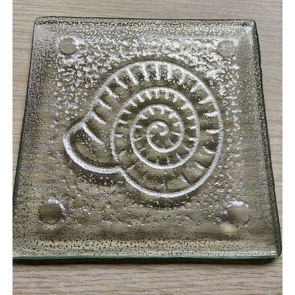 COASTERS-Glass-Clear-Silver-Sea Shells-Star Fish-Nautical-Square-Ocean-Beach - Picture 10 of 13